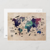 oceaanwereldkaart briefkaart (Voorkant / Achterkant)