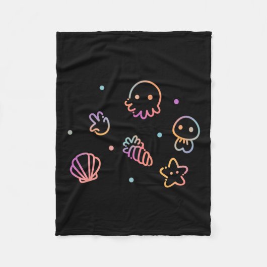 Oceaanwezens Pastel Gradiënt Zeeleven Ontwerp Fleece Deken (Voorkant)