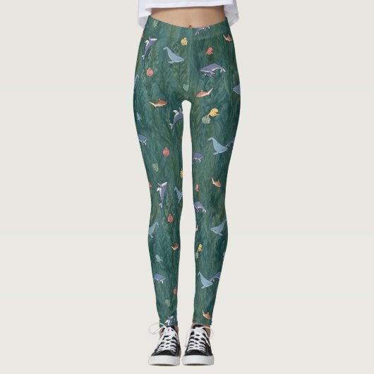 Oceaanwezens (Walvis, Octopus & Haai) Leggings (Voorkant)