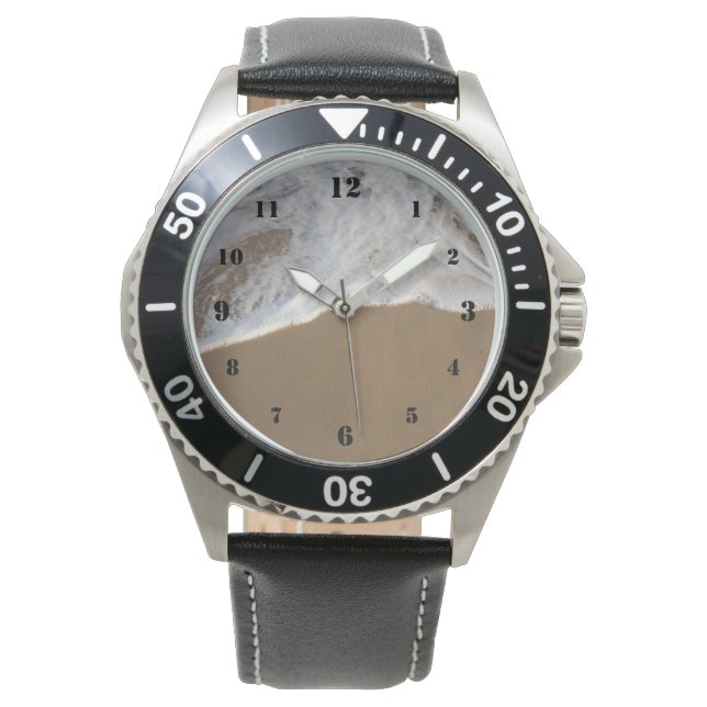 Oceaanwit wassen op het strand horloge (Voorkant)
