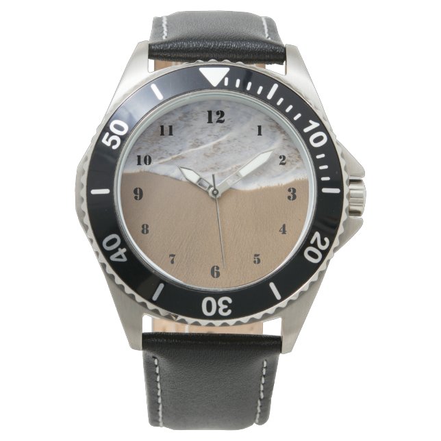 Oceaanwit wassen op het strand horloge (Voorkant)