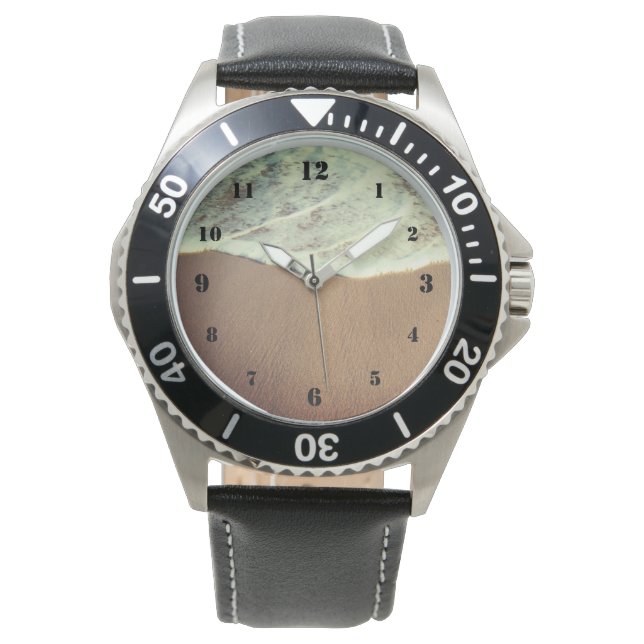 Oceaanwit wassen op het strand horloge (Voorkant)