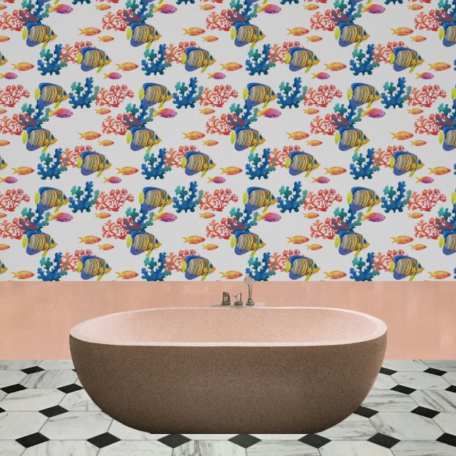 Oceaanzeebodem met vis en koraalrif behang (Creator heeft geüpload)