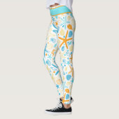 Oceaanzeester en schelpen op wit leggings (Links)