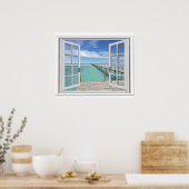 Oceaanzicht Trompe l'oeil Nepraam Poster (Keuken)