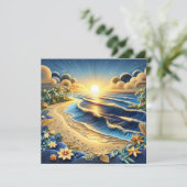 oceaanzonsondergang | Papier Quilling Effect AI Ar (Staand voorkant)