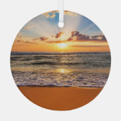 Oceaanzonsopgang, diepblauwe horizon. glas ornament (Achterkant)