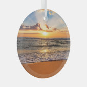 Oceaanzonsopgang, diepblauwe horizon. glas ornament (Voorkant Rechts)