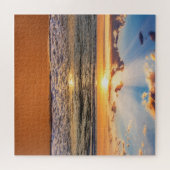 Oceaanzonsopgang, diepblauwe horizon. legpuzzel (Horizontaal)