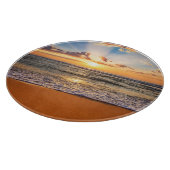 Oceaanzonsopgang, diepblauwe horizon. snijplank (Hoek)