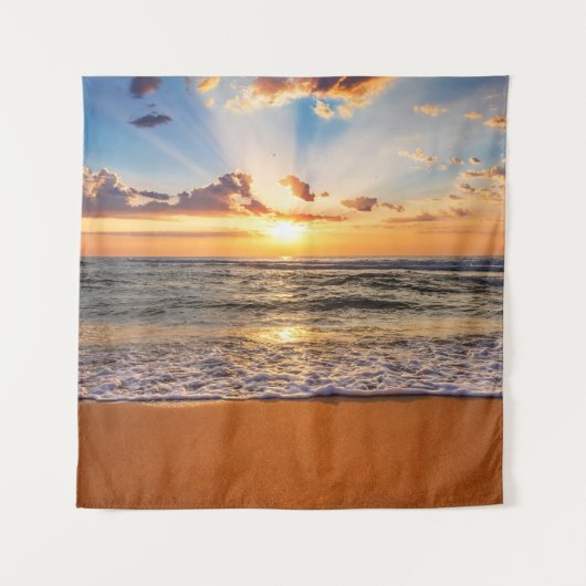 Oceaanzonsopgang, diepblauwe horizon. wandkleed (Voorkant)