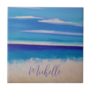 Ocean Abstract Beach gepersonaliseerd Tegeltje