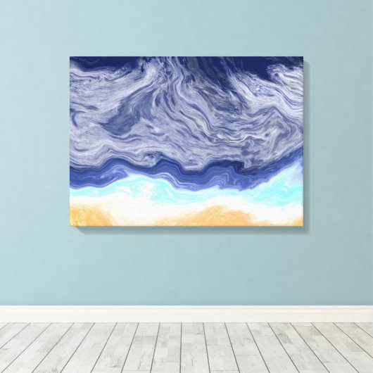 Ocean Abstract Digital Art Canvas Afdruk (Insitu (Houten vloer))