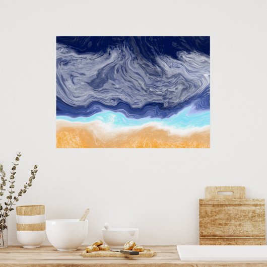 Ocean Abstract Digital Art Poster (Keuken)