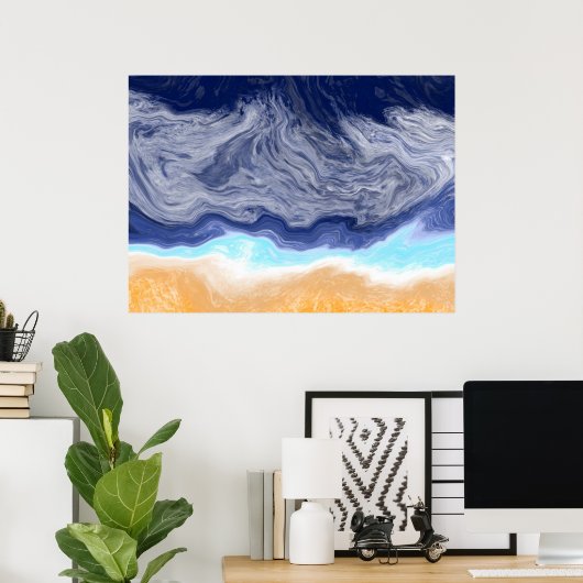 Ocean Abstract Digital Art Poster (Thuiskantoor)