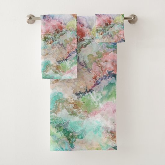 Ocean Abstract Watercolor Grunge Pattern Bad Handdoek (Insitu)