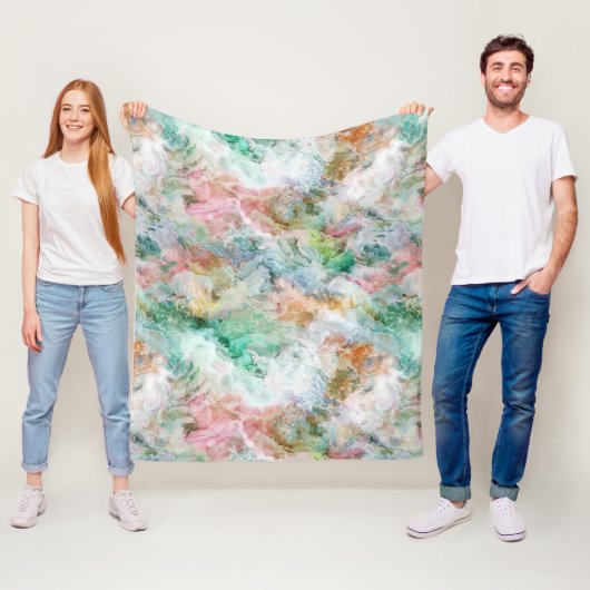 Ocean Abstract Watercolor Grunge Pattern Fleece Deken (In situ)