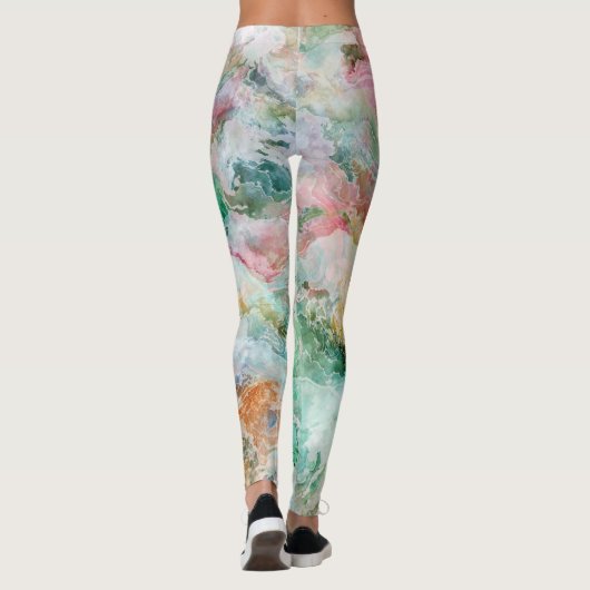 Ocean Abstract Watercolor Grunge Pattern Leggings (Achterkant)