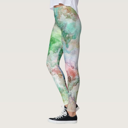 Ocean Abstract Watercolor Grunge Pattern  Leggings (Links)