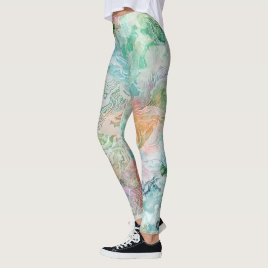 Ocean Abstract Watercolor Grunge Pattern  Leggings (Links)