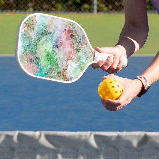 Ocean Abstract Watercolor Grunge Pattern Pickleball Paddle (Insitu)