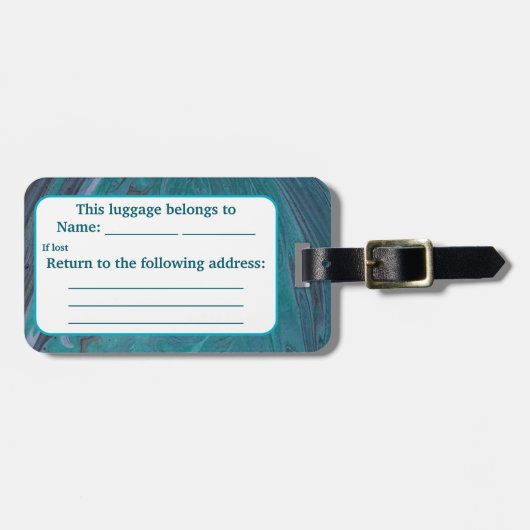 Ocean Acrylic Pour Inspired Bagagelabel (Voorkant horizontaal)