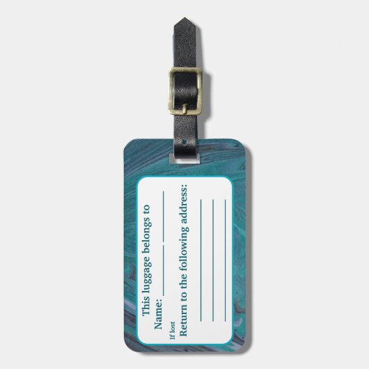 Ocean Acrylic Pour Inspired Bagagelabel (Voorkant verticaal)