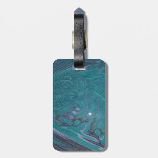 Ocean Acrylic Pour Inspired Bagagelabel (Achterkant verticaal)