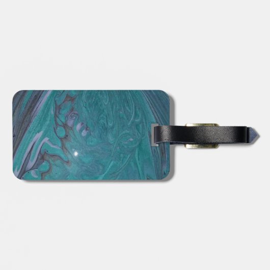 Ocean Acrylic Pour Inspired Bagagelabel (Achterkant horizontaal)