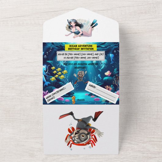 Ocean Adventure Verjaardag – Platte kaart (Buitenkant)