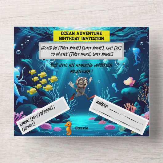Ocean Adventure Verjaardag – Platte kaart (Voorkant)