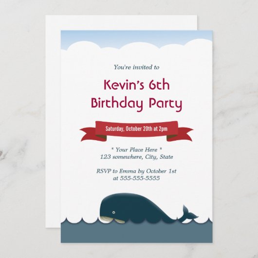 Ocean Adventure Whale en Zee Birthday Kaart (Voorkant / Achterkant)