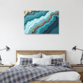 Ocean Agate – Abstracte Vloeibare Kunst Canvas Afdruk (Insitu (Slaapkamer))