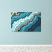 Ocean Agate – Abstracte Vloeibare Kunst Canvas Afdruk (Insitu (Houten vloer))