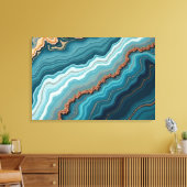 Ocean Agate – Abstracte Vloeibare Kunst Canvas Afdruk (Insitu (Woonkamer))