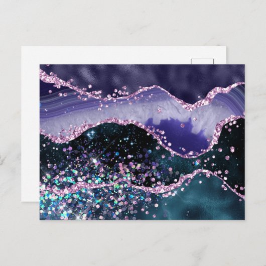 *~* Ocean Agate Celestial GLITTER AP8 Briefkaart (Voorkant / Achterkant)