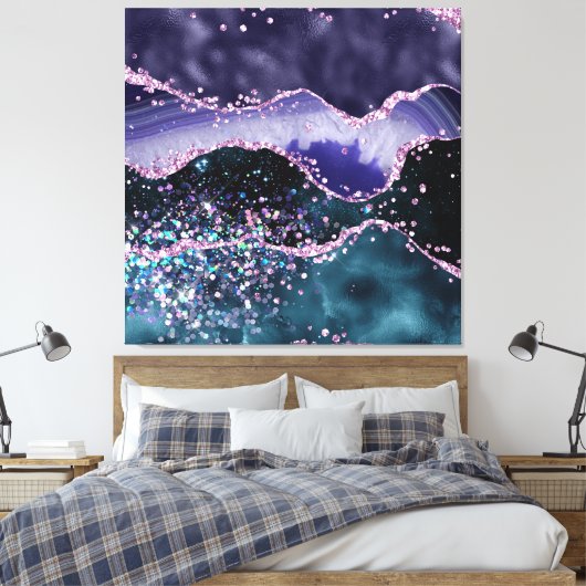 *~* Ocean Agate Celestial GLITTER AP8 Canvas Afdruk (Insitu (Slaapkamer))