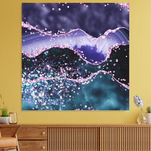 *~* Ocean Agate Celestial GLITTER AP8 Canvas Afdruk (Insitu (Woonkamer))