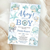 Ocean Ahoy It's A Boy Blue Sea Baby Shower Kaart
