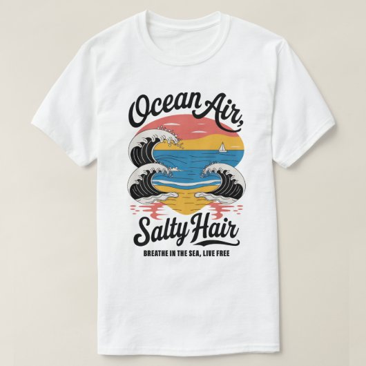 Ocean Air Zout Haar Surf Strandontwerp T-shirt (Design voorkant)