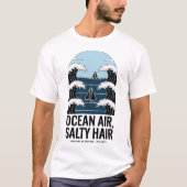 Ocean Air Zout Haar Zeilgolf Ontwerp T-shirt (Voorkant)