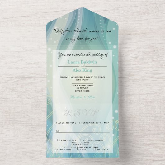 Ocean ・ All in One Wedding Invite Uitnodiging (Binnen)