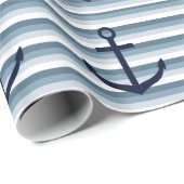 Ocean Anchors Blue Stripes Nautisch strand Cadeaupapier (Rol Hoek)
