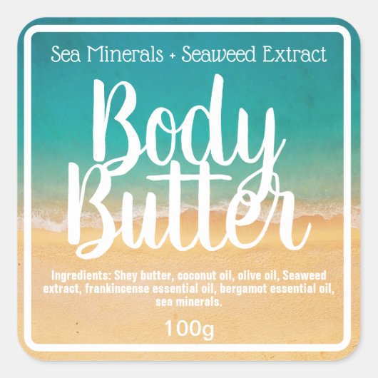 Ocean and Beach Sand Theme Body Butter Labels (Voorkant)