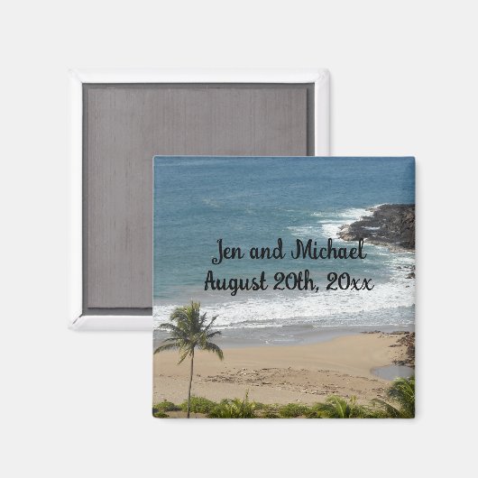 Ocean and Beach Wedding Date Magnet (Voorkant / Achterkant)