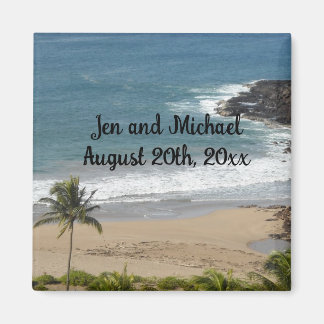 Ocean and Beach Wedding Date Magnet