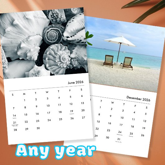 Ocean and Seacoast Photo Template Family Wall Kalender