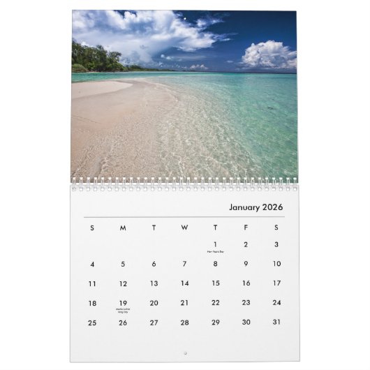 Ocean and Seacoast Photo Template Family Wall Kalender (Jan 2026)