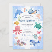 Ocean Animal Baby shower Invitation Kaart (Voorkant)