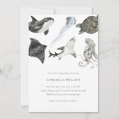 Ocean Animal Baby shower Invitation Waterverf Kaart (Voorkant)